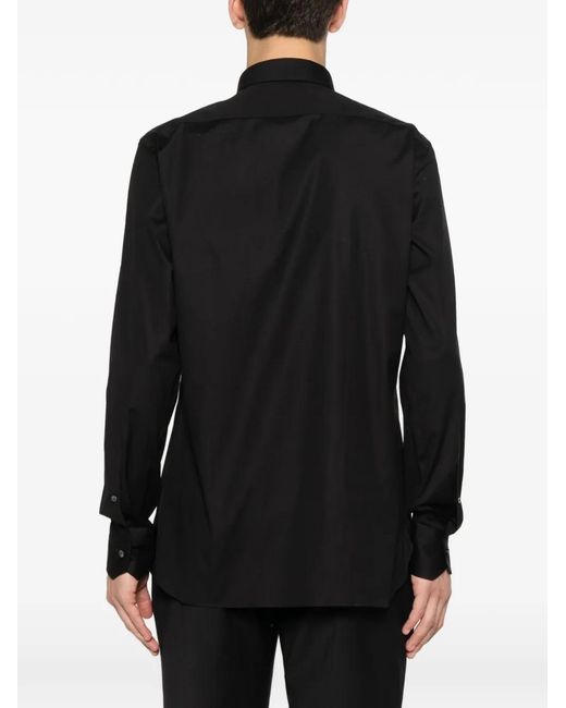 Zegna Black Long-Sleeve Button-Down Shirt for men