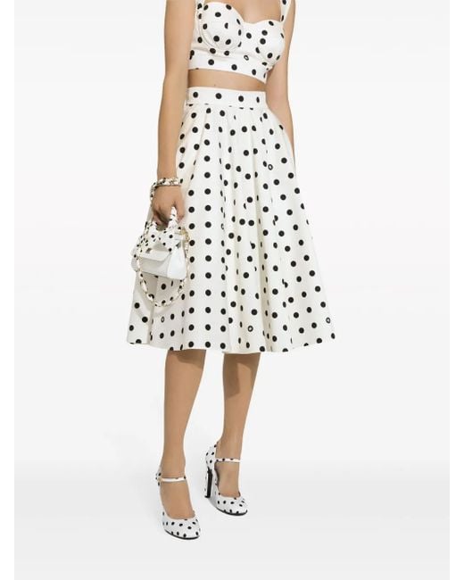 Dolce & Gabbana Midi-Rok Met Stippen in het White
