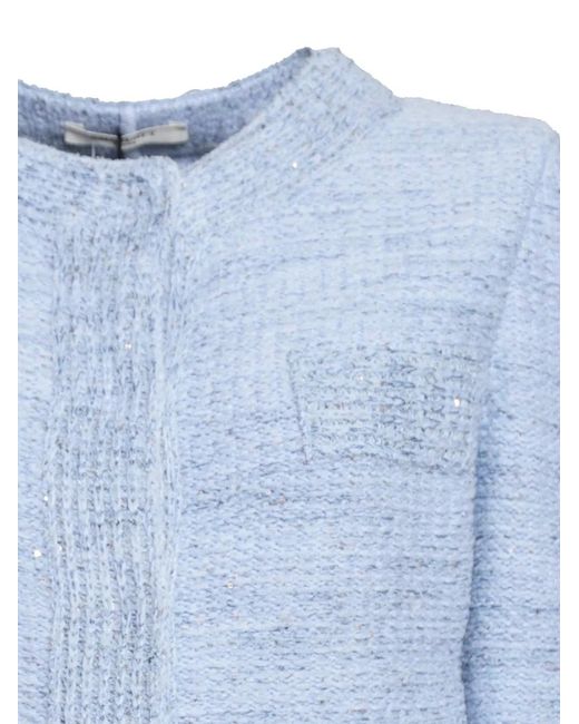 Charlott Blue Sequin-Embellished Bouclé Jacket