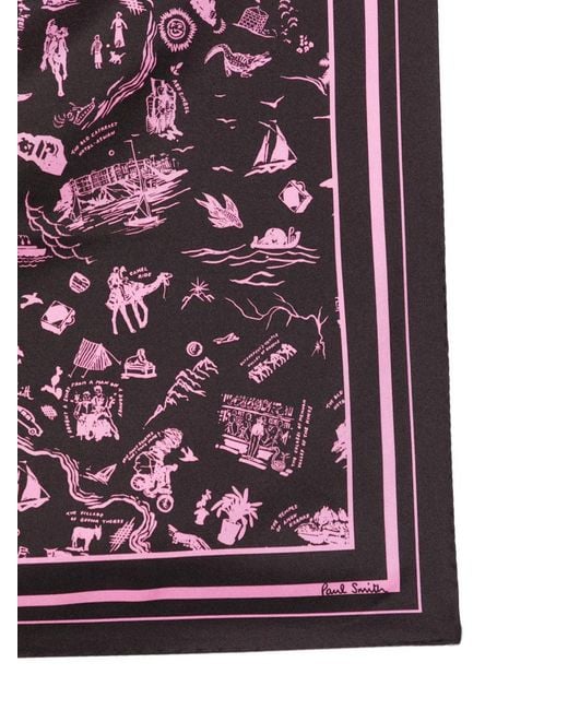 Paul Smith Purple Square-Shape Silk Scarf