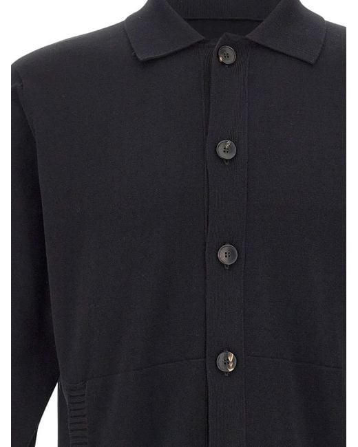 FILIPPO DE LAURENTIIS Blue Button-Fastening Polo-Collar Cardigan for men