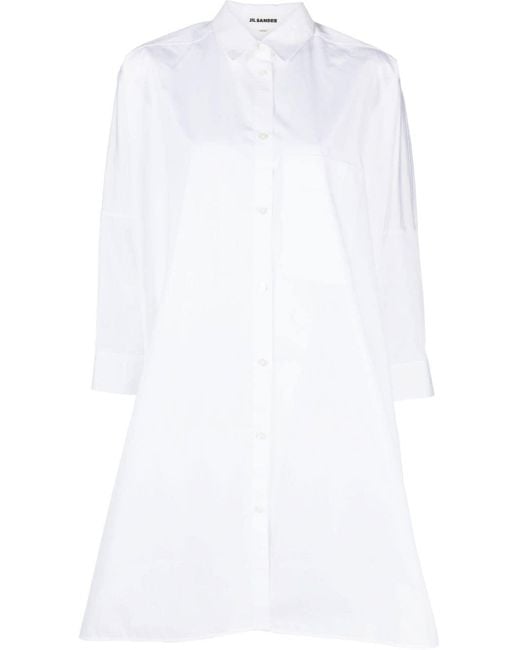 Jil Sander White A-line Shirt Dress