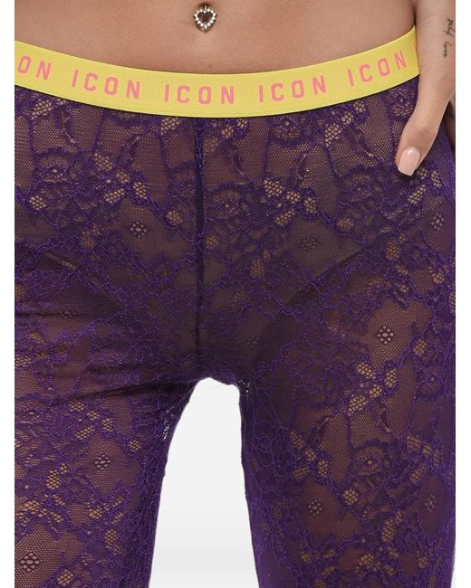 DSquared² Purple Icon Lace Tights