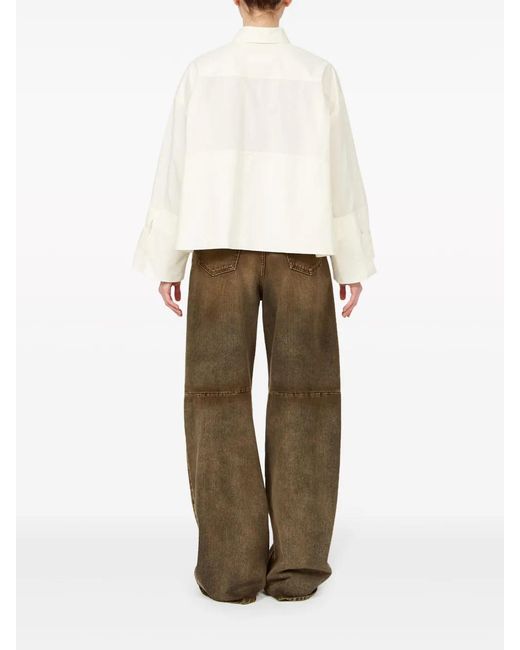 MM6 by Maison Margiela White Logo-Print Poplin Shirt