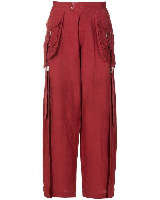 Amir Slama Red Wide-Leg Cargo Trousers for men