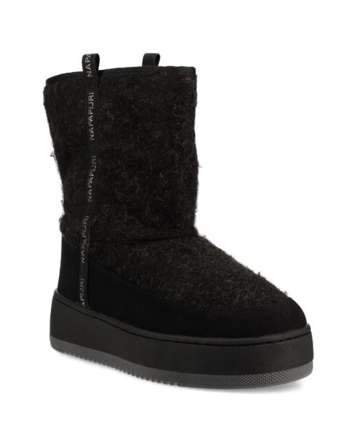 Napapijri Black Faux-Fur Ankle Boots