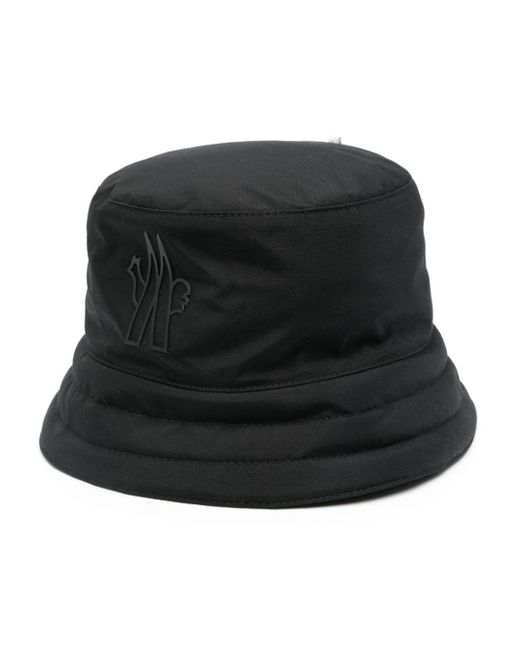 3 MONCLER GRENOBLE Black Rubberised-logo Bucket Hat for men