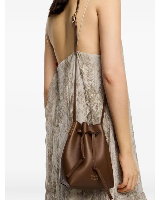 Bimba Y Lola Brown Leather Drawstring Bucket Bag