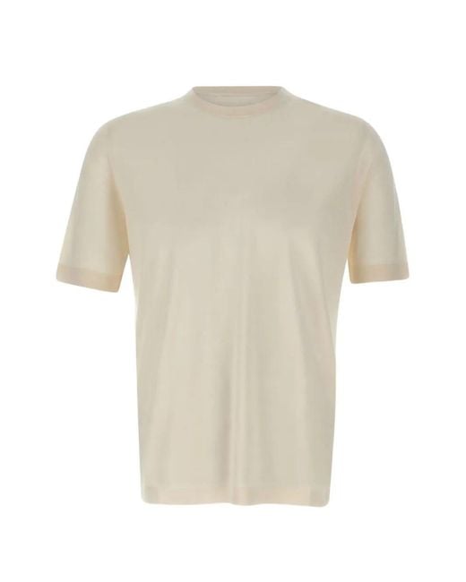 FILIPPO DE LAURENTIIS White Crew-Neck Knitted T-Shirt for men
