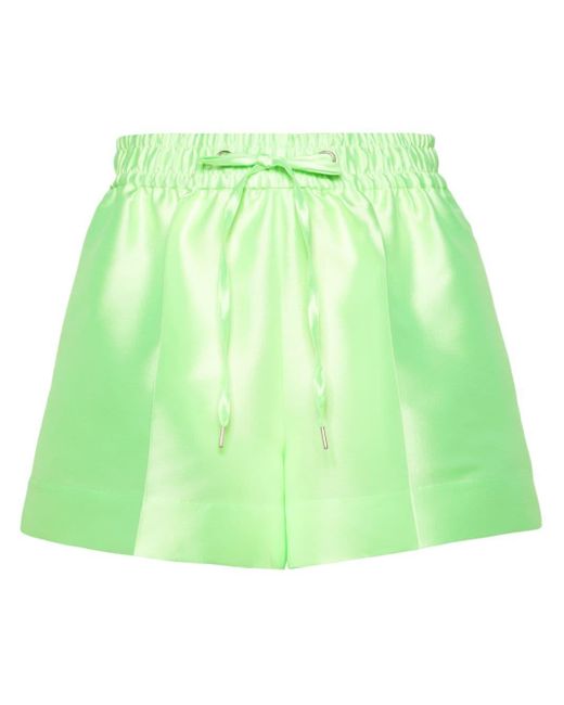 Sandro Green Drawstring-waist Crepe Mini Shorts