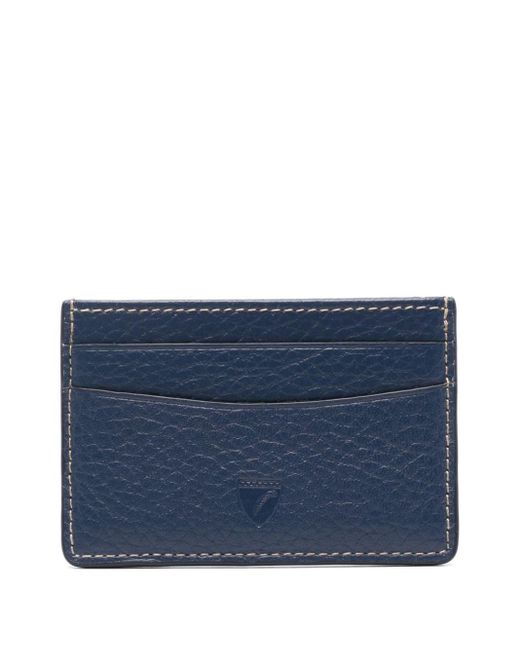 Aspinal Blue Leather Card Holder for men