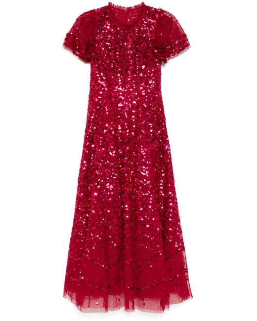 Needle & Thread Red Deco Dot Ankle Gown