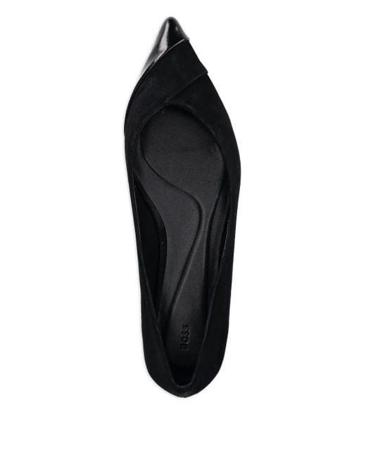 Boss Black Cap-Toe Suede Ballet Flats