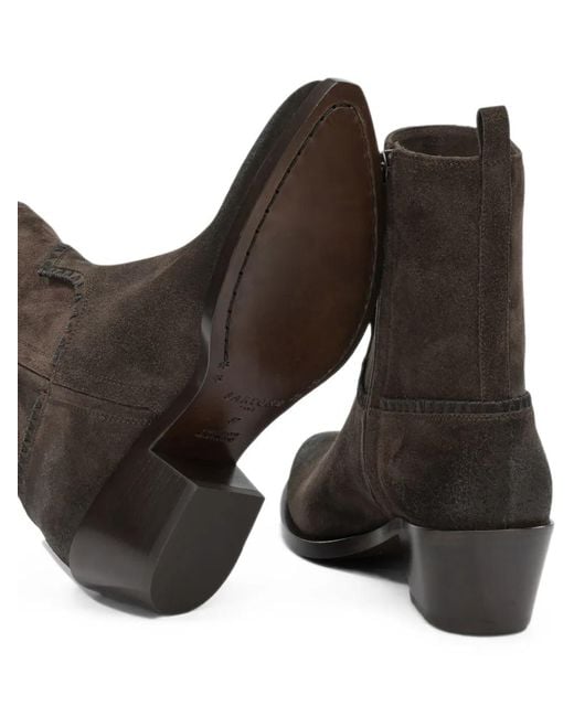 Sartore Brown Suede Western-Style Ankle Boots
