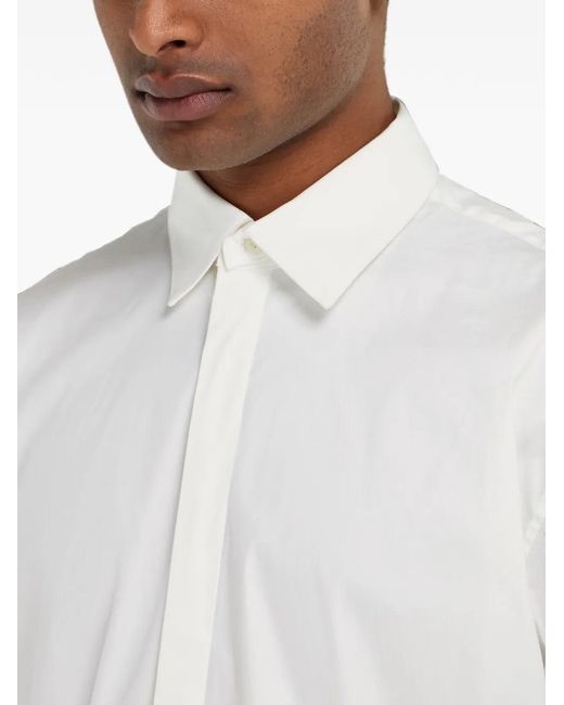 Ferragamo White Stretch Poplin Shirt for men