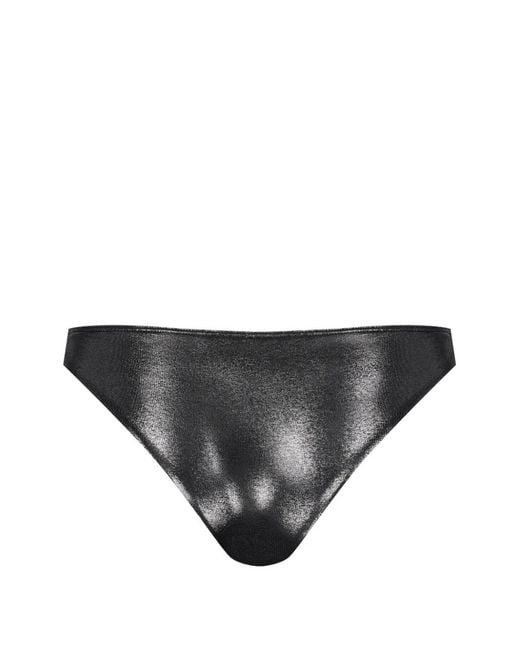 Maison Close Gray Metallic-Effect Bikini Bottoms