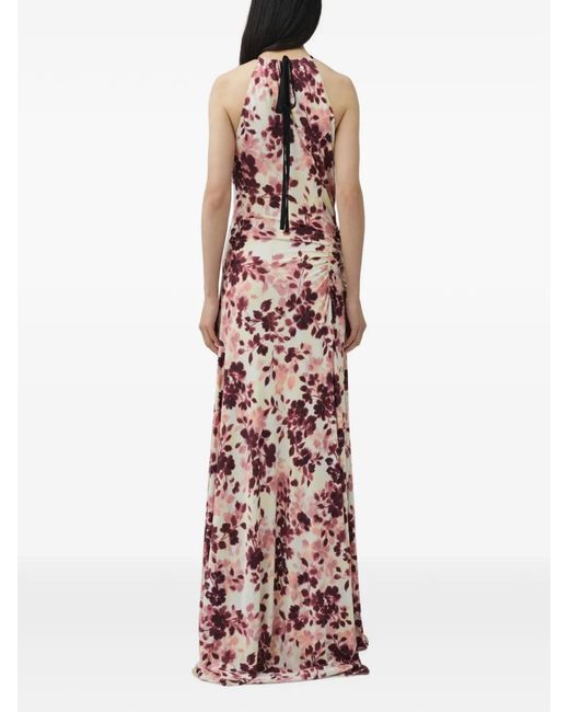 Jonathan Simkhai White Cerin Floral-Print Draped Maxi Dress