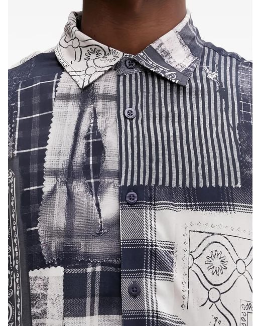 Desigual Blue Patchwork-Print Shirt for men