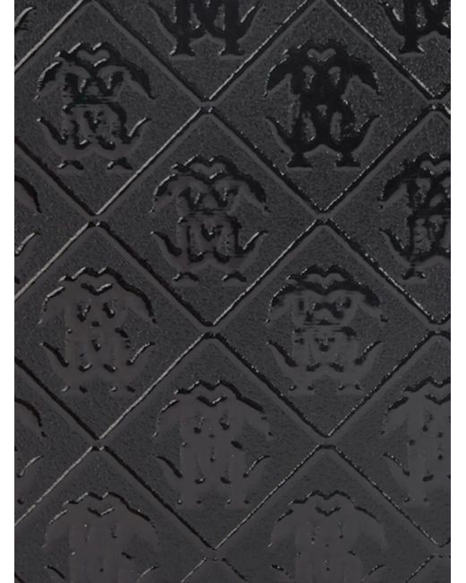 Roberto Cavalli Black Monogram-Embossed Bi-Fold Wallet for men