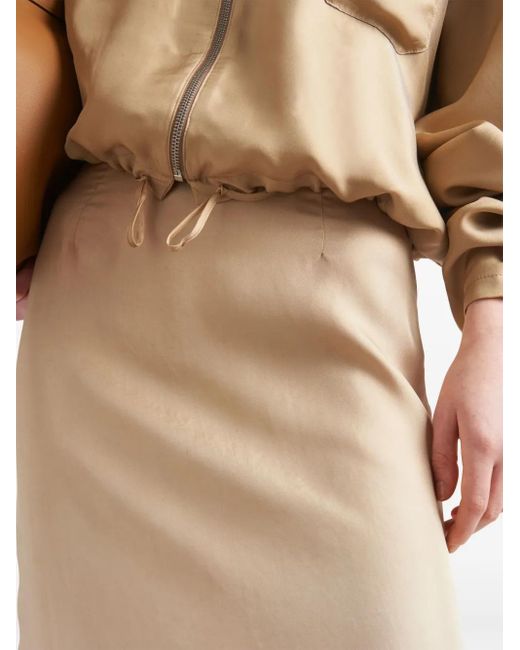 Prada Natural Gradient Twill Midi-Skirt