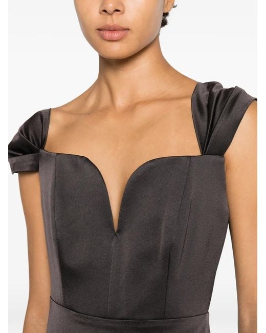 Alex Perry Brown V-Neck Midi Dress