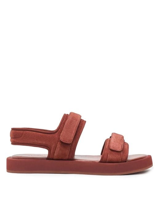 12 STOREEZ Red Double-Strap Suede Sandals