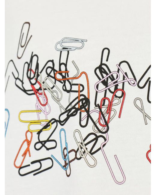 Paul Smith White Paperclip-Print T-Shirt for men