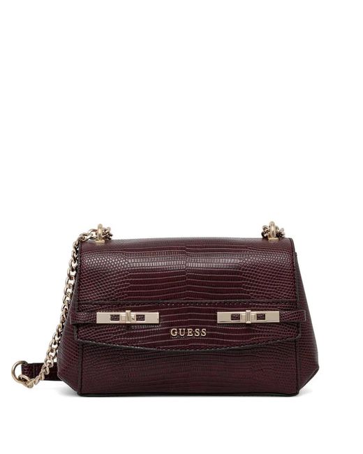Guess Purple Melinda Mini Lizard-Effect Crossbody Bag