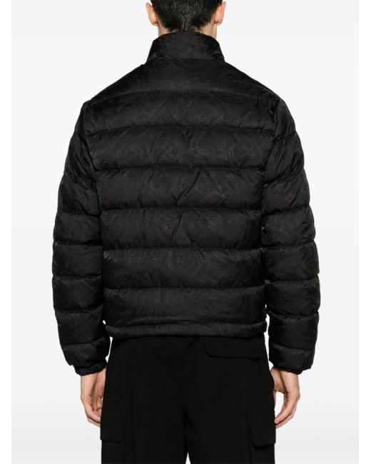 Versace Black Barocco-print Quilted Jacket for men
