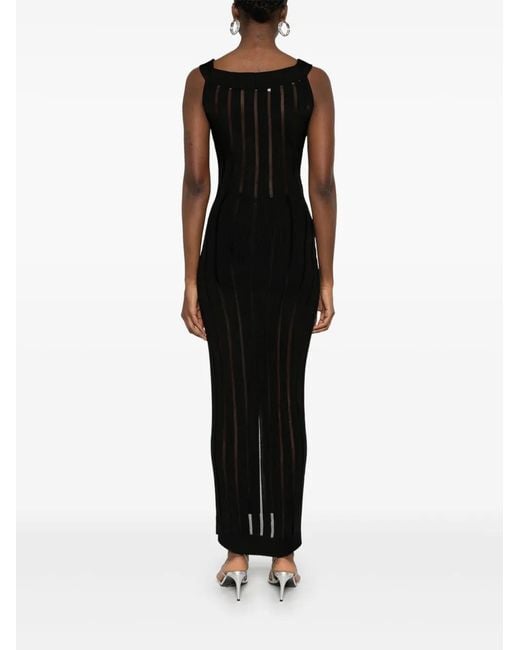 Nensi Dojaka Black Ribbed-Knit Maxi Dress