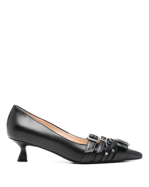 Anna F. Black 45Mm Buckled-Strap Point-Toe Pumps