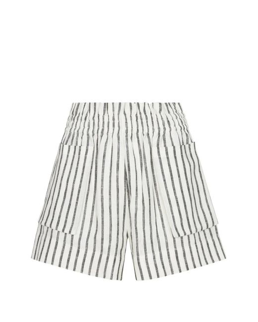 Hevron White Mira Striped Shorts