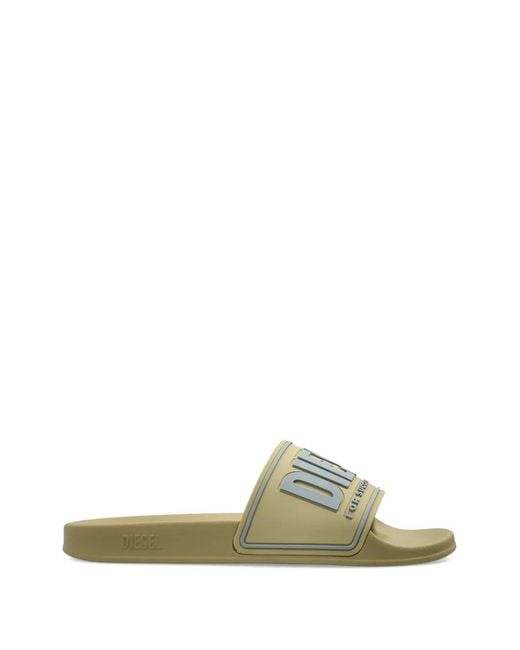 DIESEL Green Sa-Mayemi Logo-Embossed Slides for men