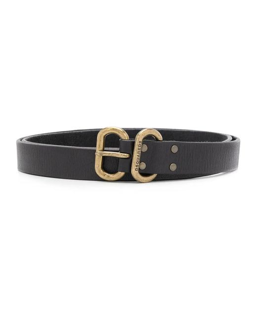 DSquared² Black Double Buckle Belt for men