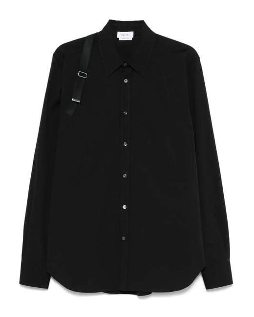 McQueen Black 'Harness' Cotton Shirt for men