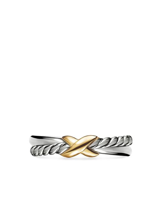 David Yurman White 18Kt And Sterling Petite X Ring (4Mm)