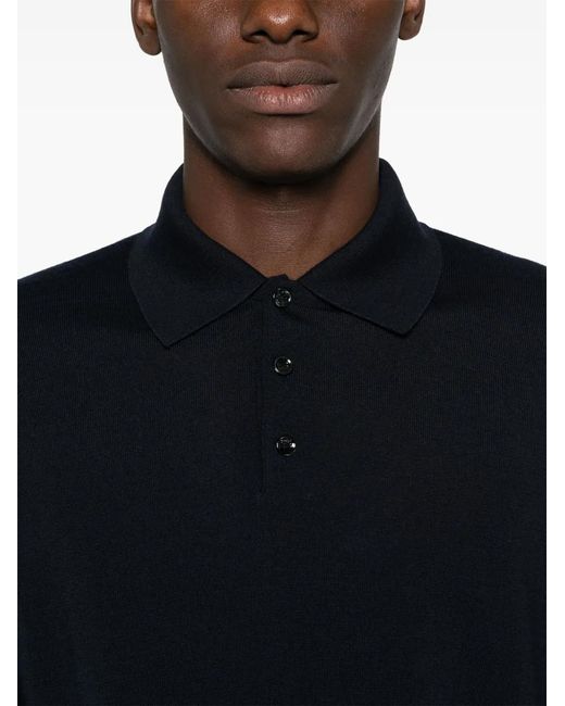 Malo Blue Fine Knit Virgin Wool Polo Shirt for men