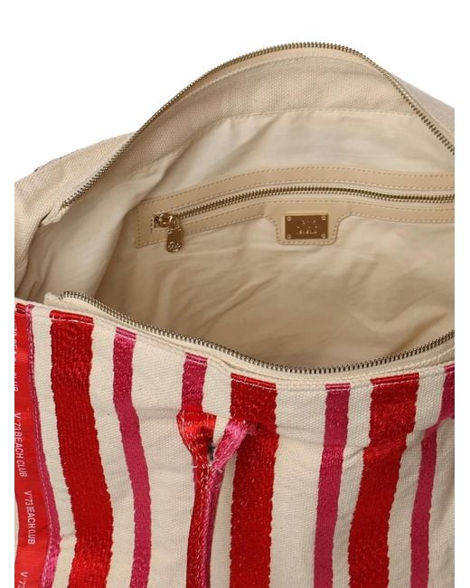 V73 Red Gestreifter Shopper
