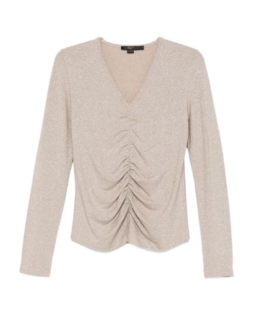 Seventy White V-Neck Gathered Top