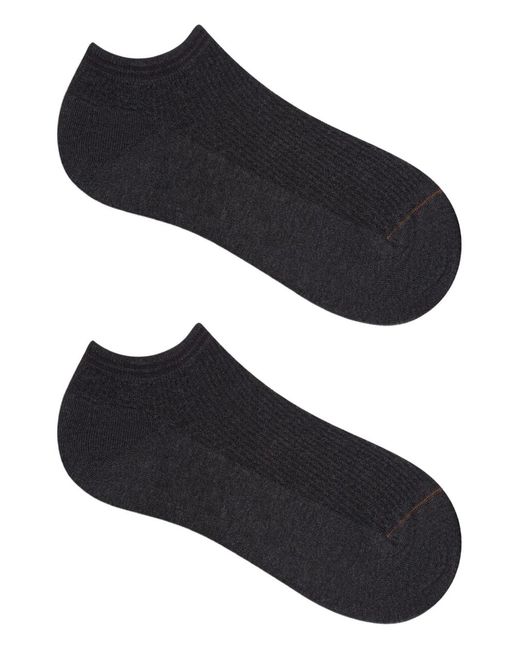 Zegna Black Ribbed-Knit Cotton Low-Cut Socks for men