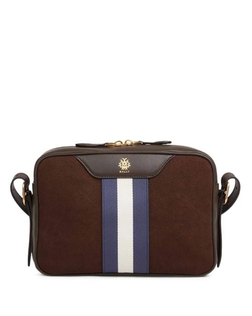 Bally Brown Logo Detail Striped Shoulder Bag for men