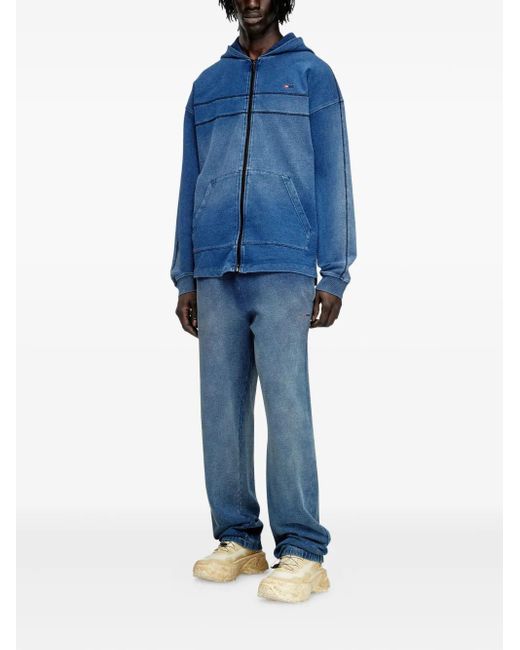 DIESEL Blue Zip-Up Hoodie for men