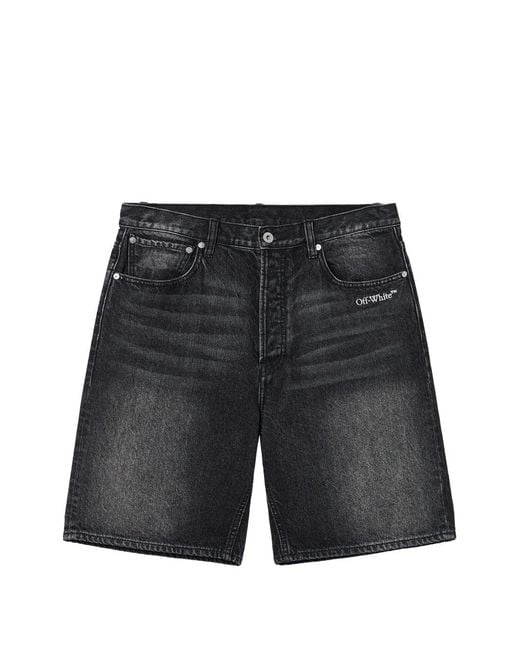 Off-White c/o Virgil Abloh Black Arrows-Print Denim Shorts for men