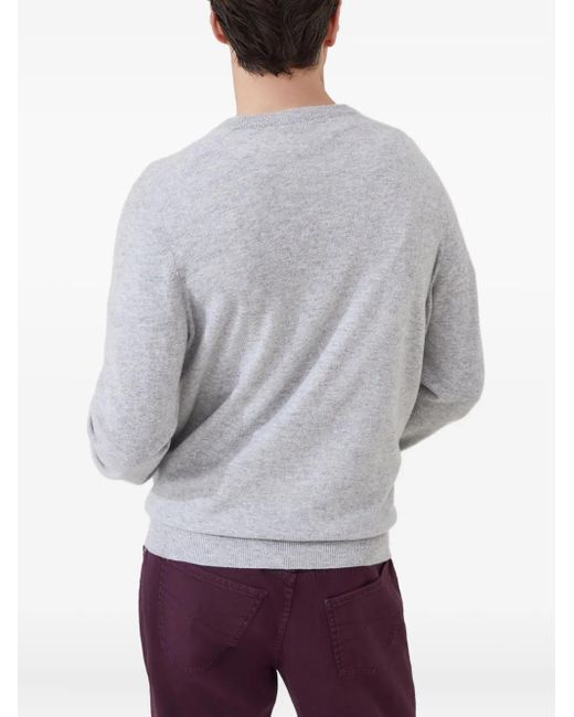 Brunello Cucinelli Gray V-Neck Long-Sleeved Jumper for men
