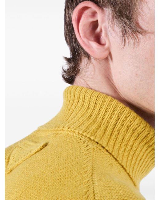 Prada Yellow Roll-neck Cashmere Sweater for men