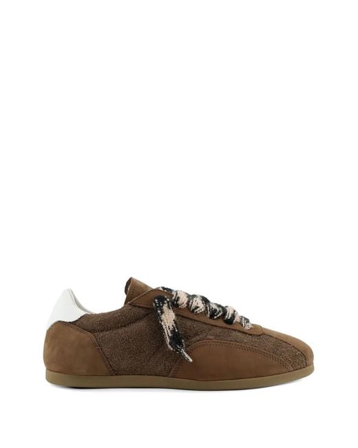 Represent Brown Low-Pro Nubuck Patterned-Laces Sneakers for men