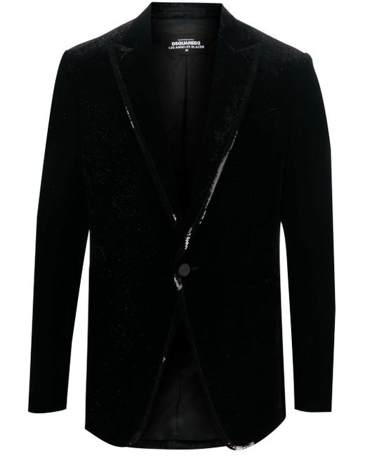 DSquared² Sequined-trim Velvet Blazer in het Black voor heren