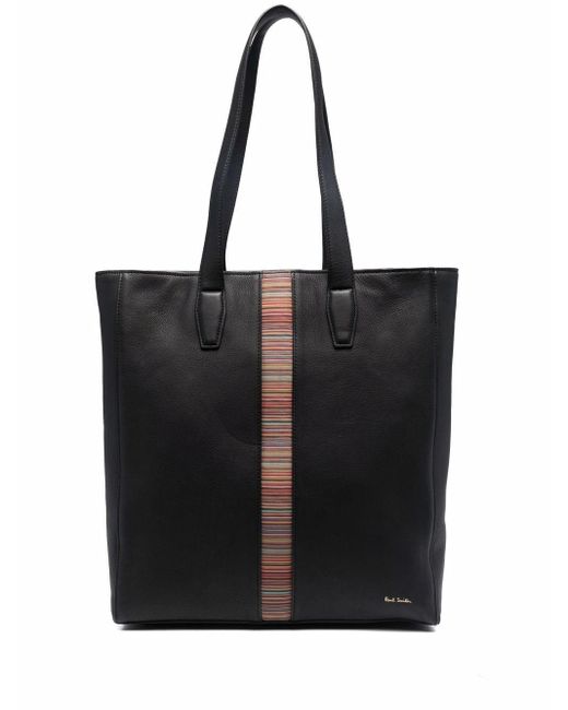 Paul Smith Leather Artist Stripe Tote Bag In Black For Men Lyst