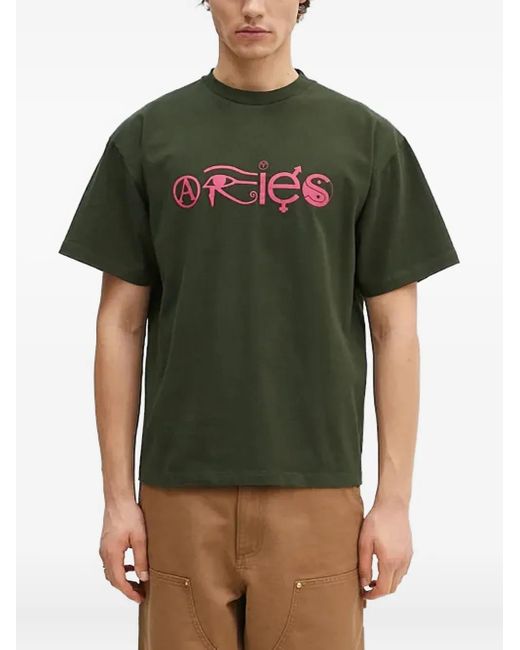T-Shirt Con Grafica di Aries in Green da Uomo