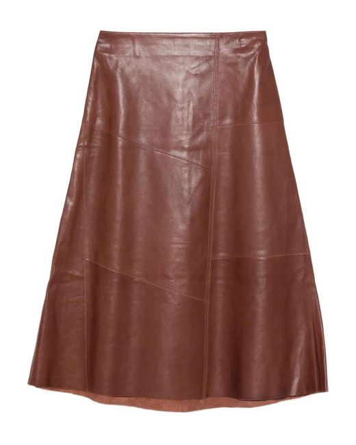 Arma Brown Panelled Midi Skirt
